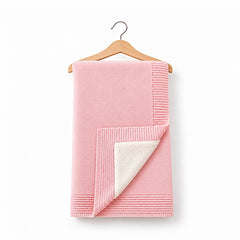 Couverture tricot molletonnée 80x90 cm 0m+ - Rose