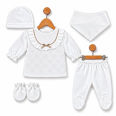 Pack naissance jolie nœud sur col froufrou 5 pcs velours