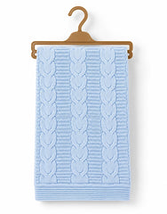 Couverture tricot épaisse welsoft K2083 - Bleu 80x90 cm
