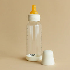 Bibs - Biberon en verre 120 ml avec tétine en latex - Ivory 0m+