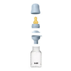 Bibs - Biberon plastique rond Latex 150 ml slow flow PP sans BPA - Baby blue 0m+