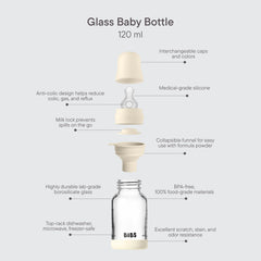 Bibs Biberons en verre rond Sillicone 120 ml Slow flow - Sage 0m+