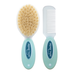 Brosse et peigne poiles naturels 0m+ Bleu - Sevi bébé