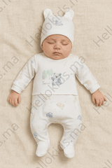 Grenouillère tropical 1 bonnet coton Bio
