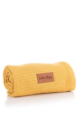 Couverture Unie Coton piqué 100x115 cm - Moutarde