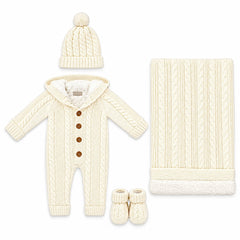 Coffret naissance grenouillère couverture bonnet et chaussons triko welsoft 5 pcs K5258