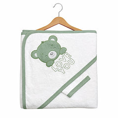 Cape de bain avec 1 gant Love you Baby 75x75 cm