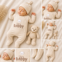 Grenouillère love my Daddy 1 bonnet coton