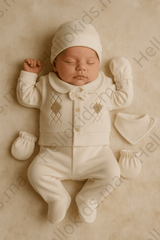 Pack naissance carreaux nœud papillon baby boy 5 pcs velours