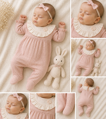 Grenouillère col beige froufrou légère coton 1 pcs