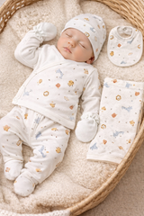 Pack naissance 5 pcs animals forest avec 1 couverture coton
