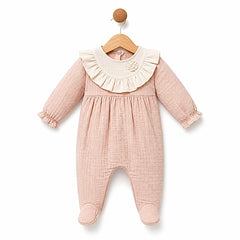 Grenouillère col beige froufrou légère coton 1 pcs