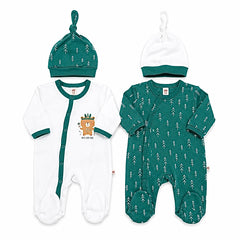 Pack de 2 grenouillères et 2 bonnets Wild and free matchy coton