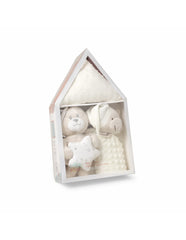 Interbaby - Coffret ensemble (Peluche + couverture 80x110cm + Doudou) Beige crème