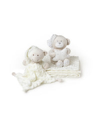 Interbaby - Coffret ensemble (Peluche + couverture 80x110cm + Doudou) Beige crème
