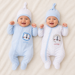 Pack de 2 grenouillères 2 bonnets matchy Good night Lions - Boy
