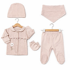 Pack naissance jolie fleur avec fleurs multiples centrées 5 pcs coton