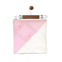 Cape de bain avec 1 gant doubles noeuds 100x100 cm