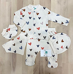 Pack naissance cœurs 5 pcs coton