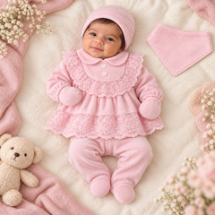 Pack naissance froufrou haut et bas 5 pcs velours