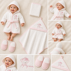 Coffret sortie de bain little baby girl 4 pcs coton 0m+