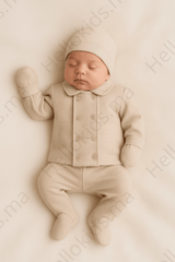 Pack naissance boutons centrés unis 5 pcs coton