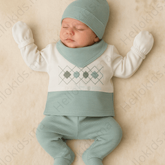 Pack naissance effet jacquard 5 pcs coton