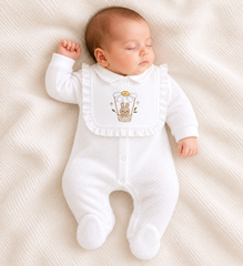 Grenouillère lapine Happy avec bavoir intégré coton