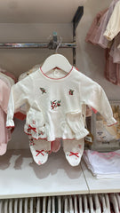 Pack naissance Flowers RED style 5 classy girl pcs coton