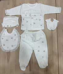 Coffret naissance multi fleury 5 pcs coton girly