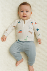Tenue Dinosaures pantalon bleu coton