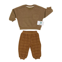 Tenue pull molletonné et pantalon capitonné - Camel