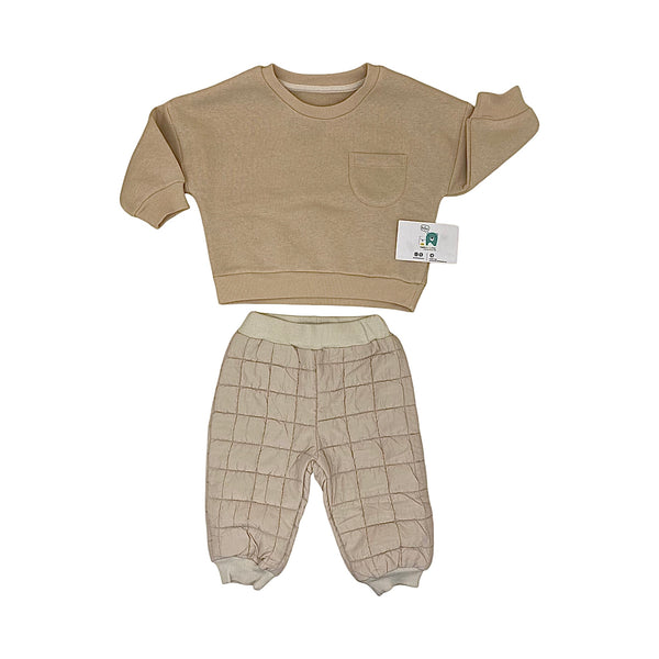 Tenue pull molletonné et pantalon capitonné - Beige - Beige clair