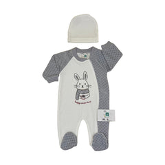 Grenouillère Happy Rabbit velours 1 bonnet