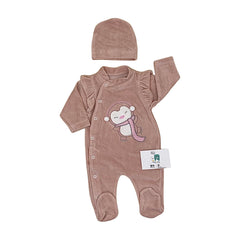 Grenouillère pinguinette velours 1 bonnet