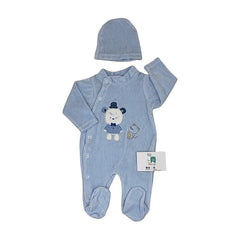 Grenouillère velours nounours Hi buddy 1 bonnet