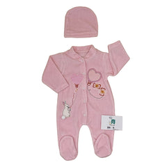 Grenouillère rabbit love girly velours 1 bonnet