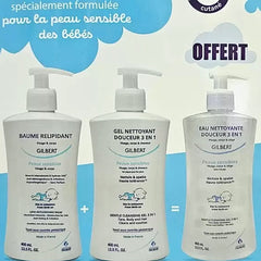 Pack Promo GILBERT Baume relipidant + Gel nettoyant 3en1 = Eau nettoyante 3en1 400 ML