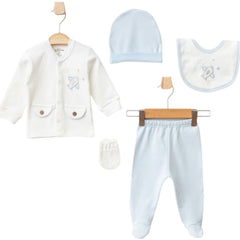 Coffret naissance Aviation baby boy 5 pcs coton