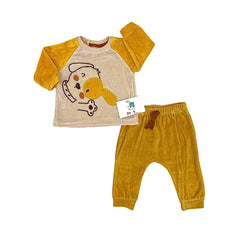 Pyjama Hello Dog 2 pcs velours unisexe Jaune blanc