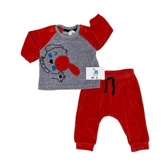 Pyjama hello dog velours unisexe rouge