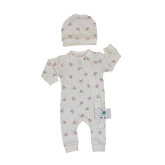 Grenouillère cœurs cutie 1 bonnet coton