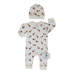 Grenouillère étoiles cutie 1 bonnet coton unisexe