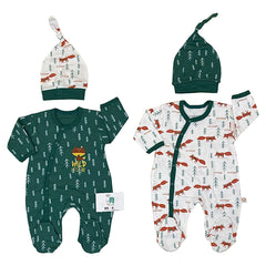 Pack Matchy Wild little one 2 Grenouillères 2 Bonnets