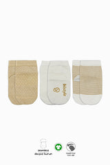 Pack de 3 chaussettes rayées bio - Beige