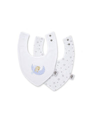 Interbaby - Pack de 2 Bavoirs bandana 20x30 cm mod sleep bleu 0/6 mois