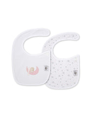 Interbaby - Pack de 2 Bavoirs velcro 20x30cm Mod sleep rose 0/6 mois