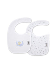 Interbaby - Pack de 2 Bavoirs velcro 20x30cm Mod sleep bleu 0/6 mois