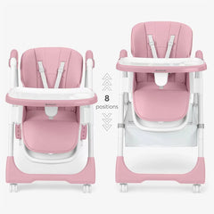 Kikkaboo – Chaise Haute Pliable Spicy Rose Compacte & Réglable 6m+