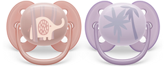 Lot de 2 sucettes Ultra Soft 0-6 mois Girly - Philips Avent